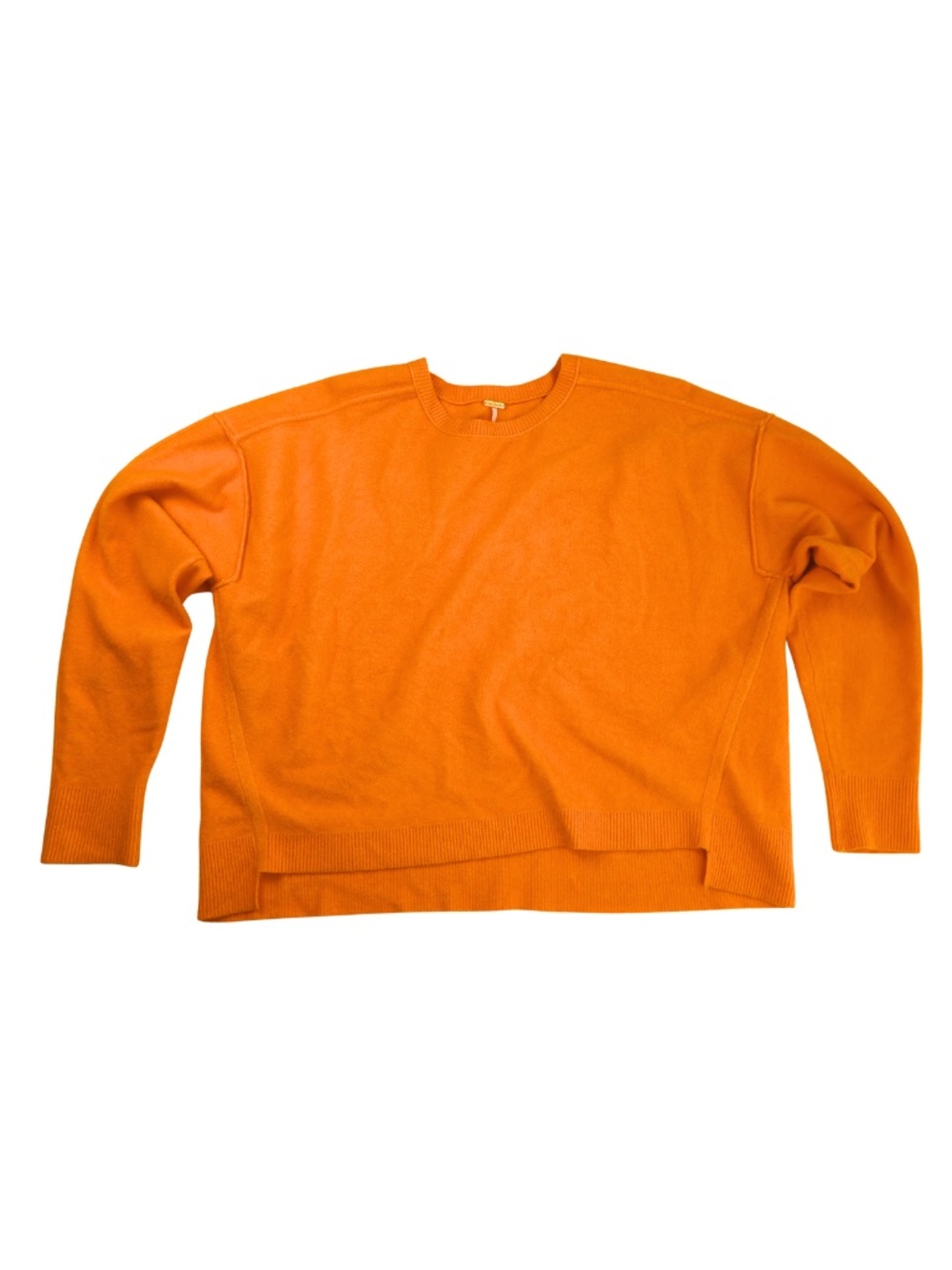 Free People Orange Oversized High Low Sweater S Slouchy Drop Shoulder Tunic